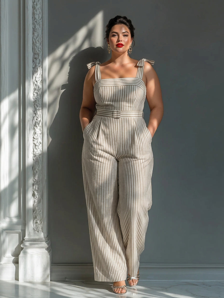 Jill | Striped Square Neck Jumpsuit