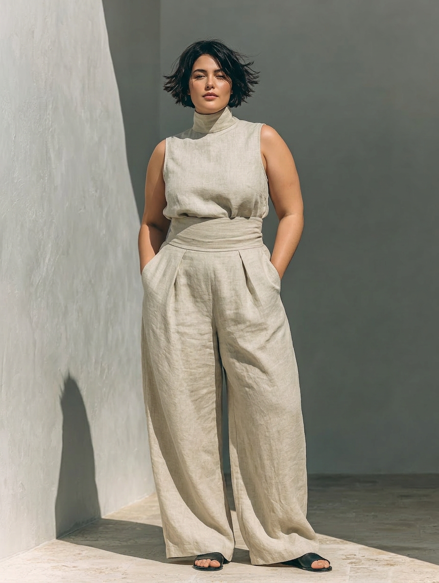 Margaret | Linen Sleeveless Two-Piece Set