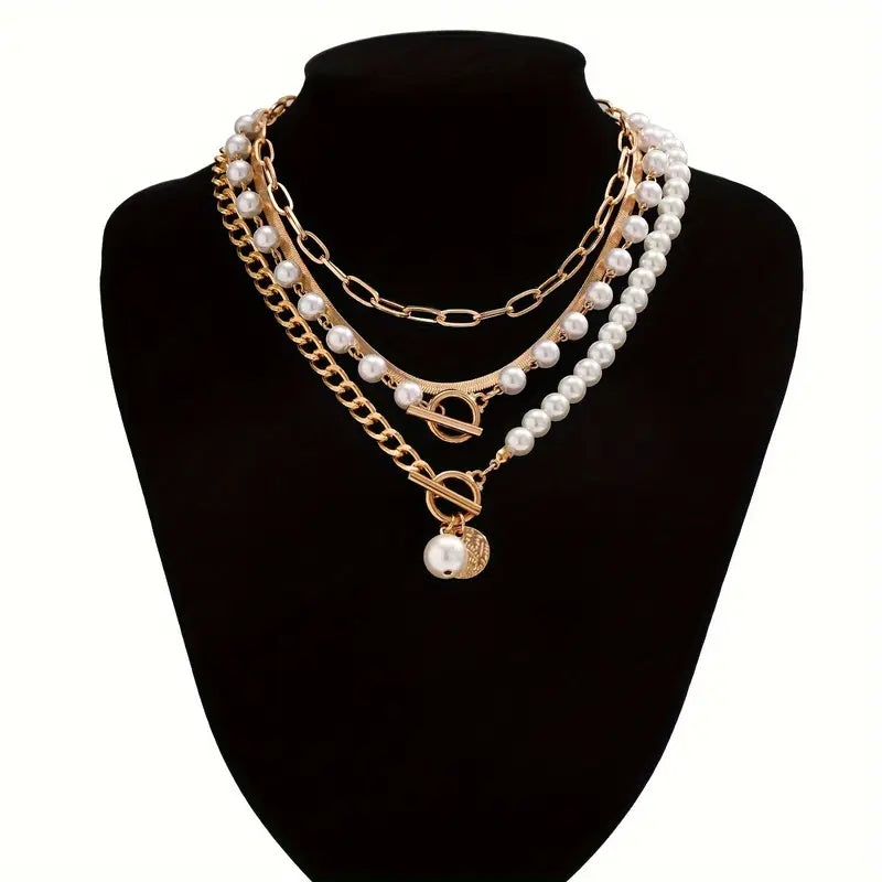 Diane | Layered Pearl Necklace Set for Women