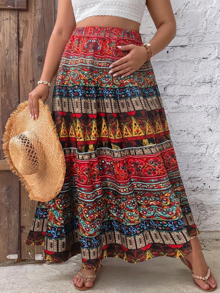 Gia | Border Print Maxi Skirt