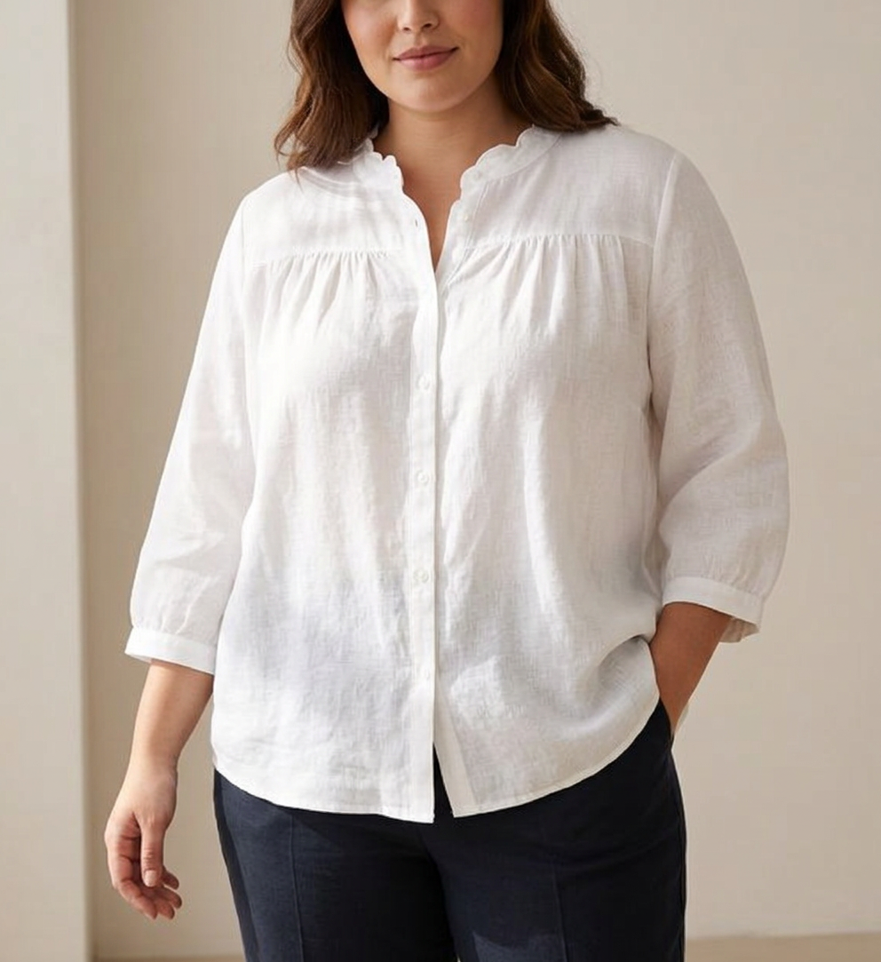 Colleen | Cotton Mock Neck Shirt