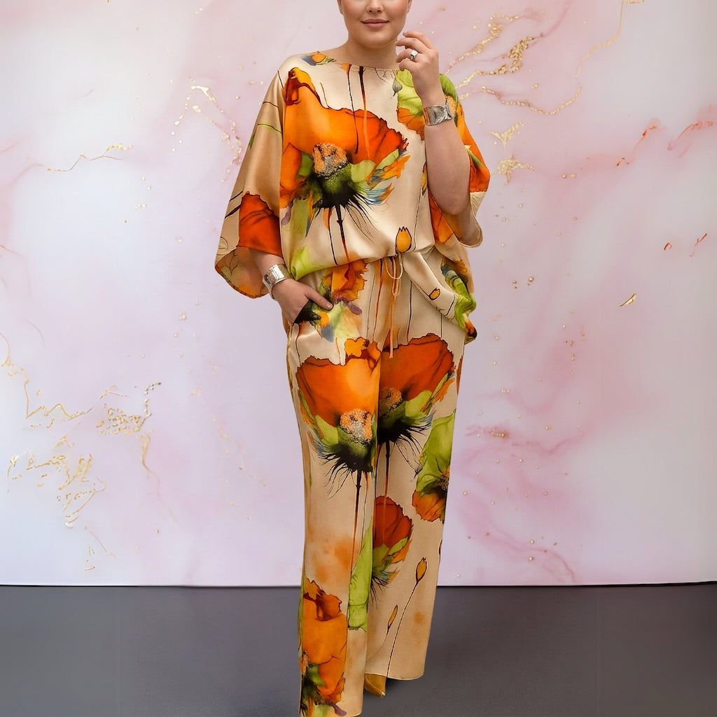 Shannon | Satin Floral Two-Piece Set
