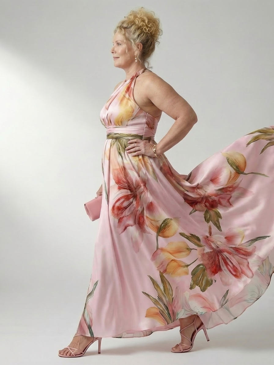 Rhonda | Floral Halter Maxi Dress