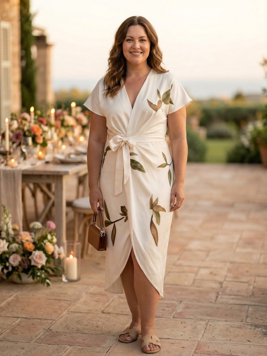 Karla | Tropical V-Neck Midi Dress