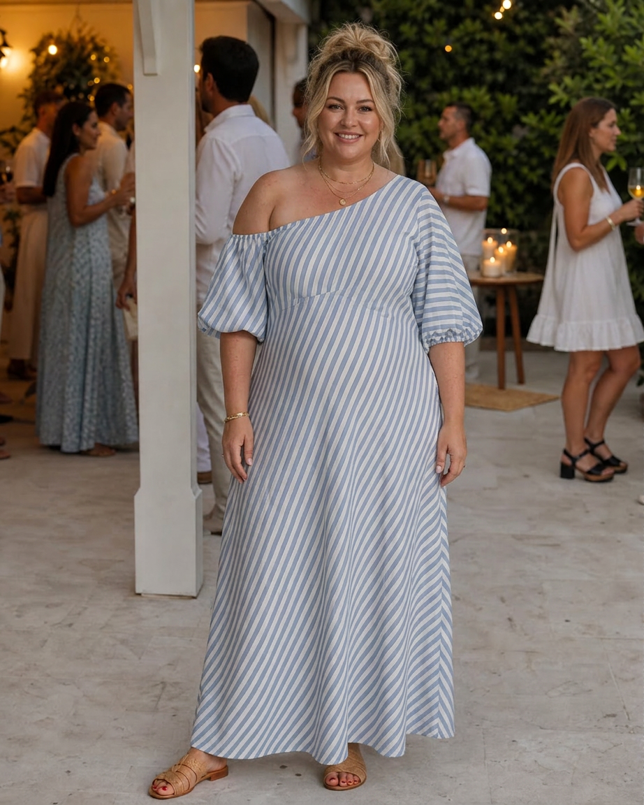 Ariel | Striped Off-Shoulder Maxi Dress