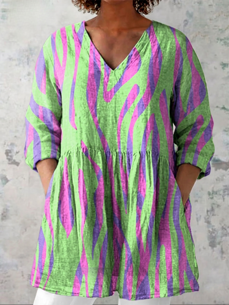Simone | Abstract V-Neck Blouse