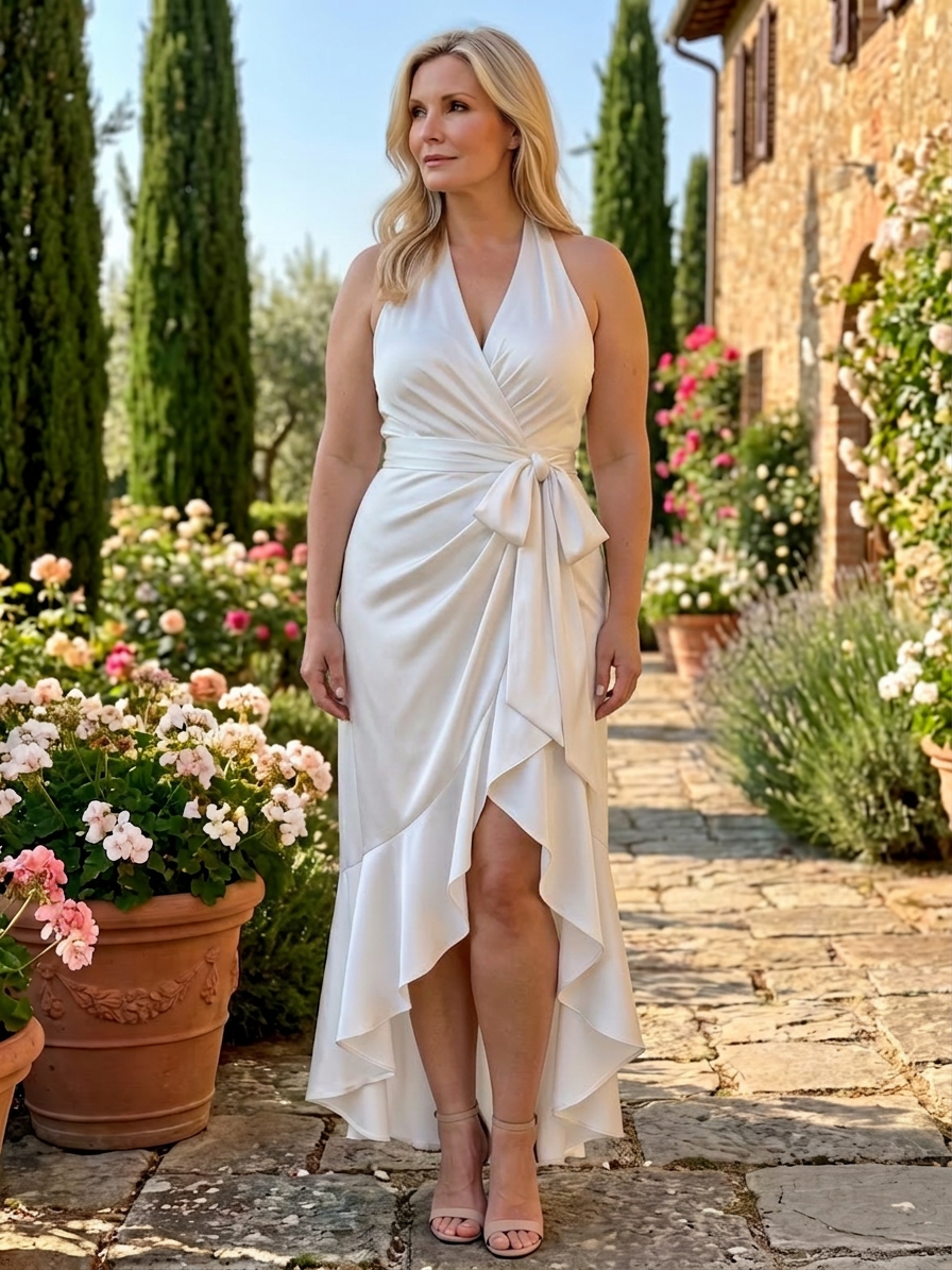 Alexa | Satin Halter High-Low Maxi Dress