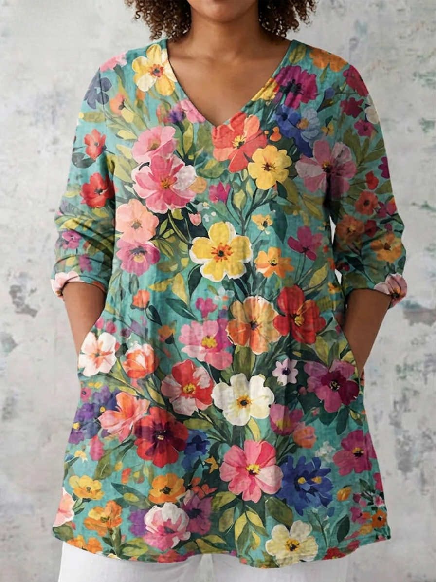 Kendall | Floral V-Neck Blouse