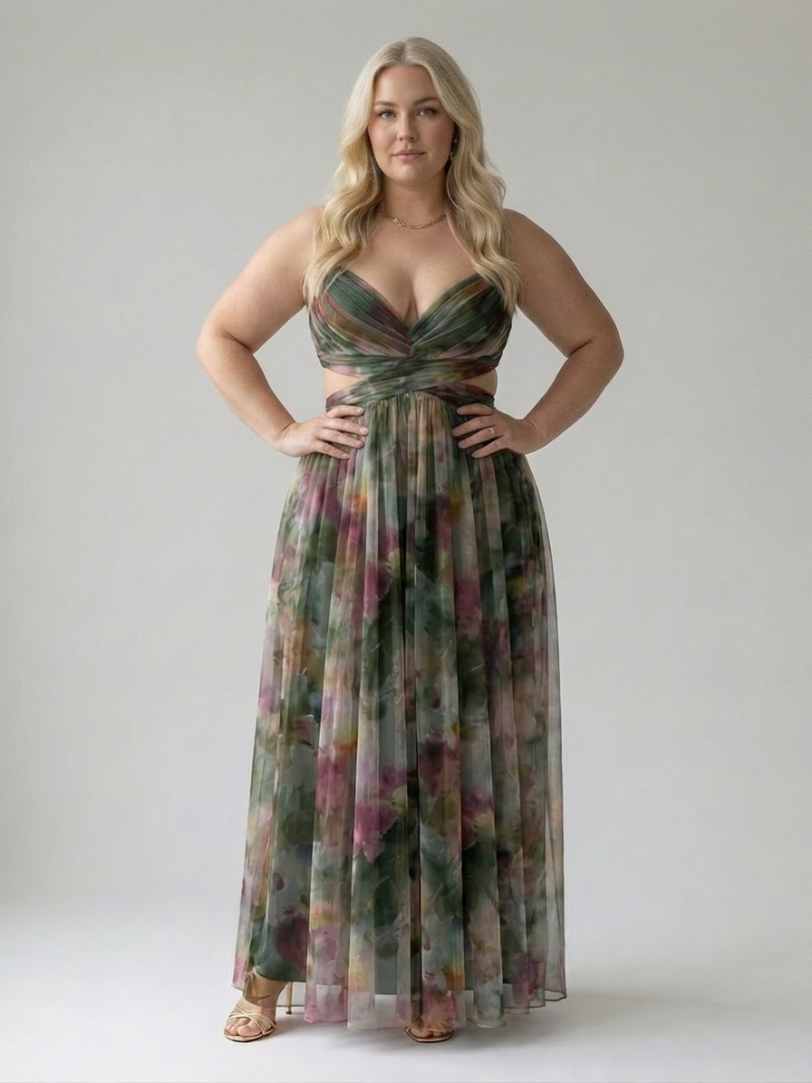 Joanna | Chiffon Floral V-Neck Maxi Dress