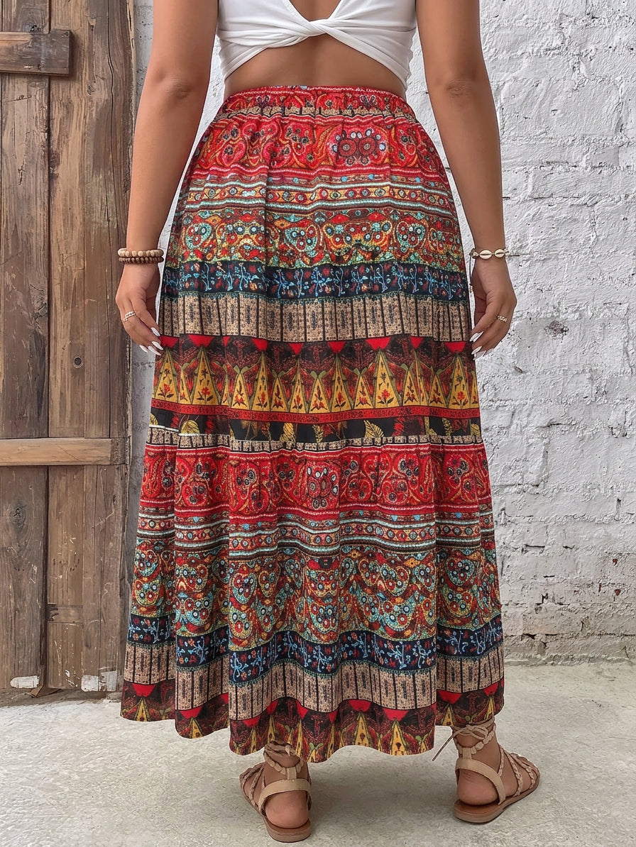 Gia | Border Print Maxi Skirt