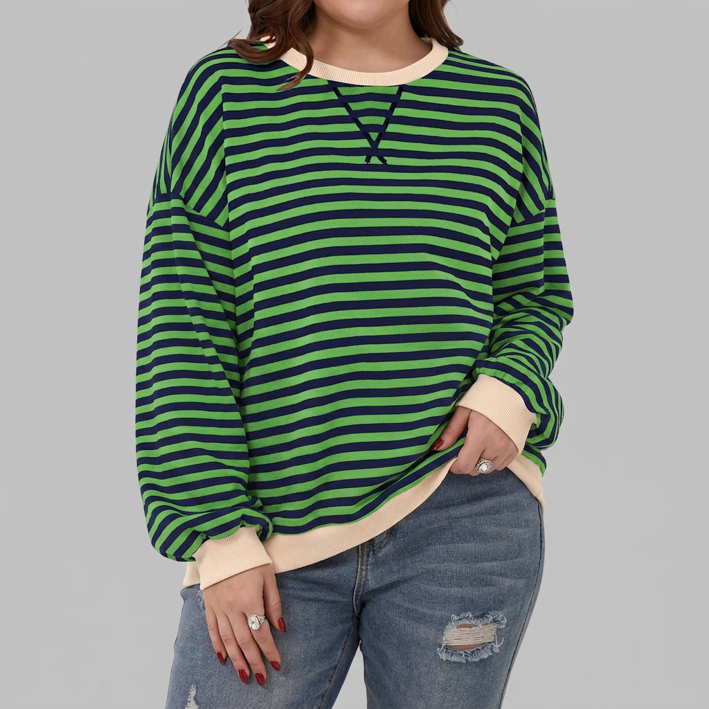 Blake | Striped Round Neck Knit Top