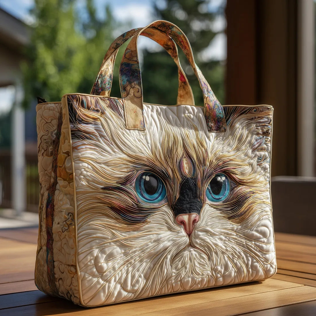 Krista | Longhair Cat Quilted Tote Bag
