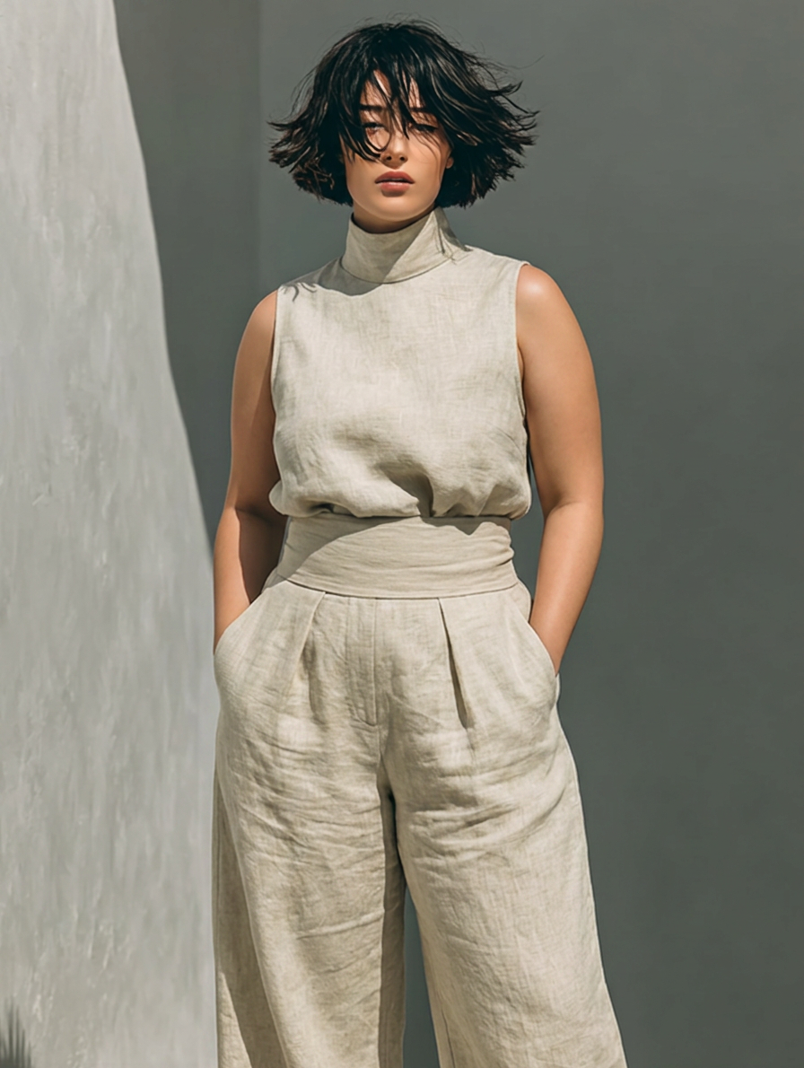 Margaret | Linen Sleeveless Two-Piece Set