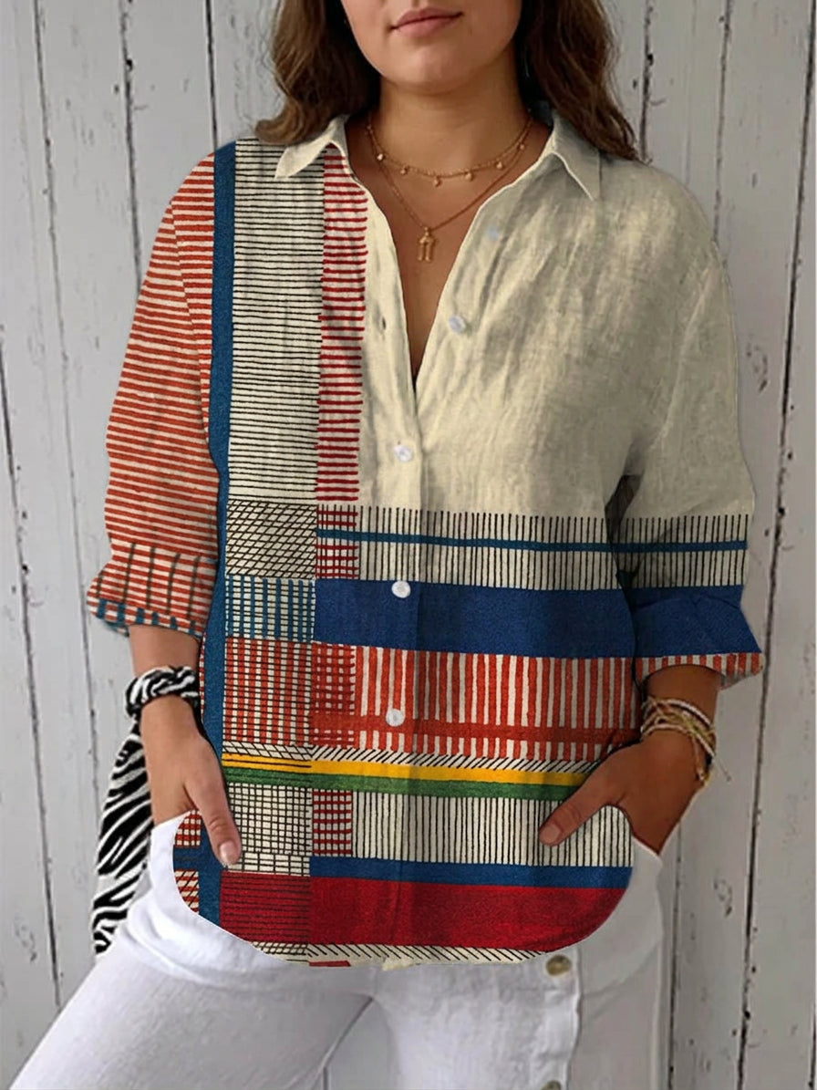 Ana | Striped Collared Blouse