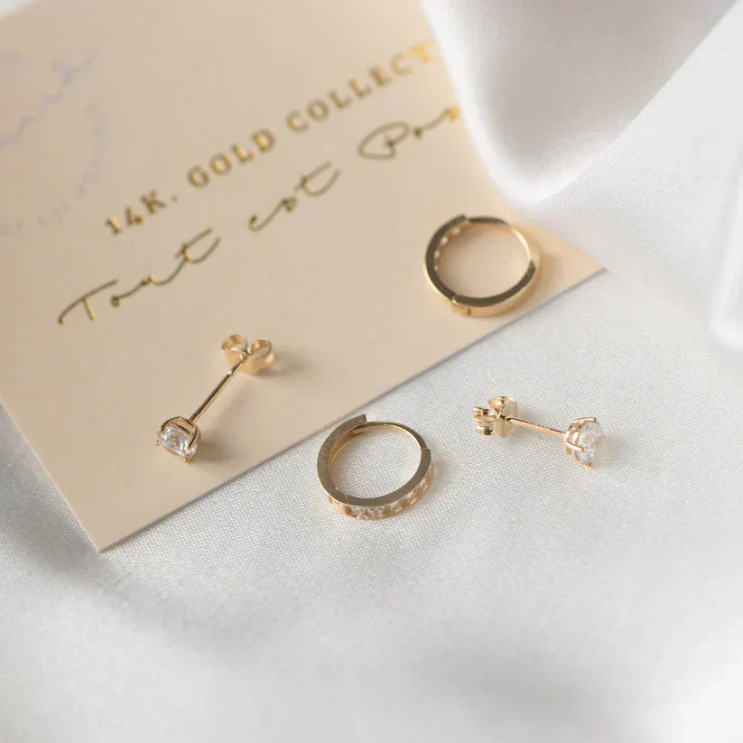 Kara | Huggie Hoop Cubic Zirconia Earring Set for Women