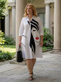 Olivia | Abstract Collared Knee-Length Dress