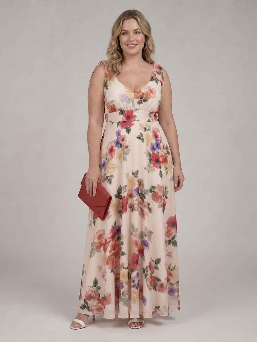 Logan | Chiffon Floral V-Neck Maxi Dress