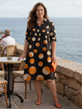 Bridget | Polka Dot Collared Knee-Length Dress