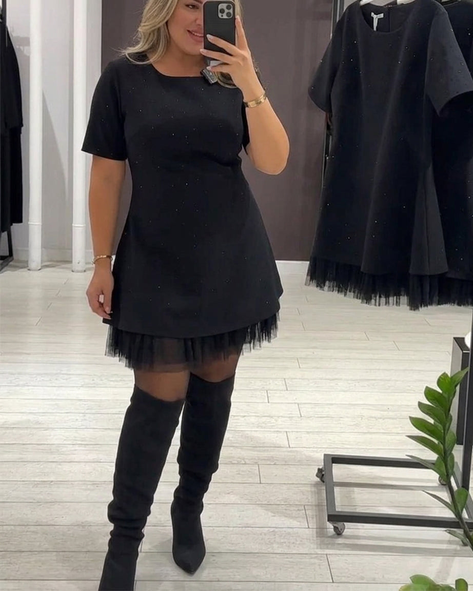 Zoe | Mesh Round Neck Mini Dress