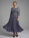 Bella | Chiffon Round Neck Maxi Dress