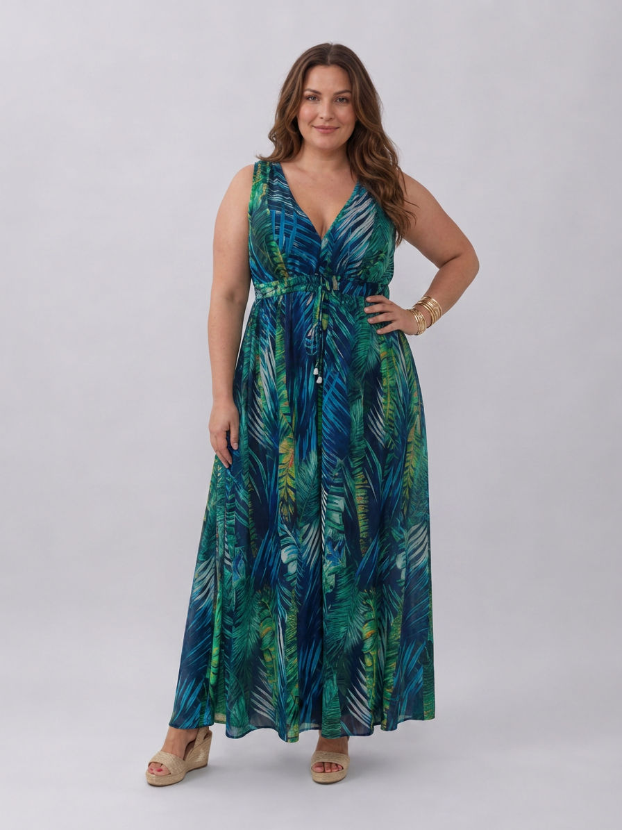 Anne | Tropical V-Neck Maxi Dress