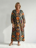 Molly | Damask V-Neck Maxi Dress
