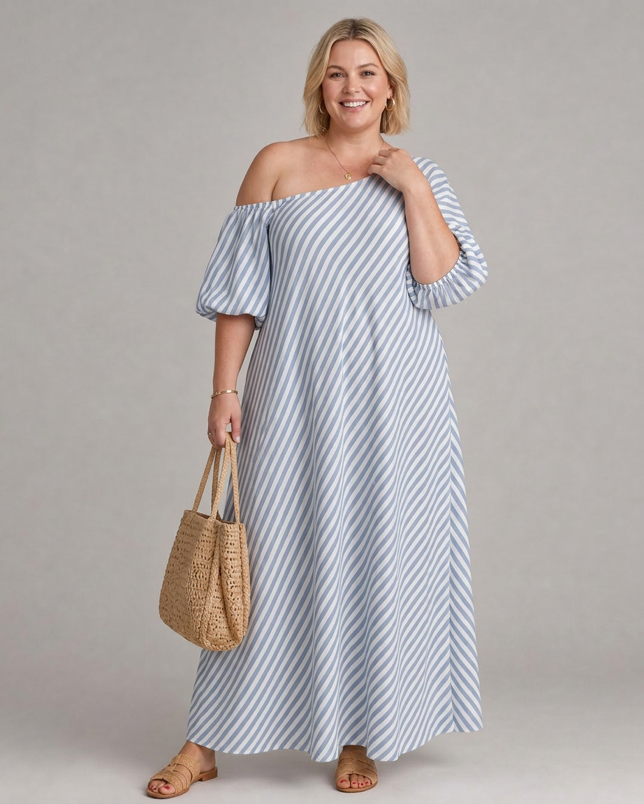 Ariel | Striped Off-Shoulder Maxi Dress
