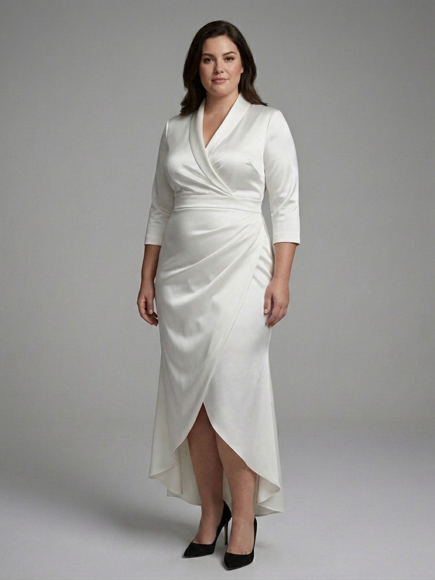 Jean | Satin V-Neck High-Low Maxi Dress