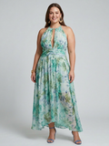 Norah | Chiffon Floral Halter Maxi Dress