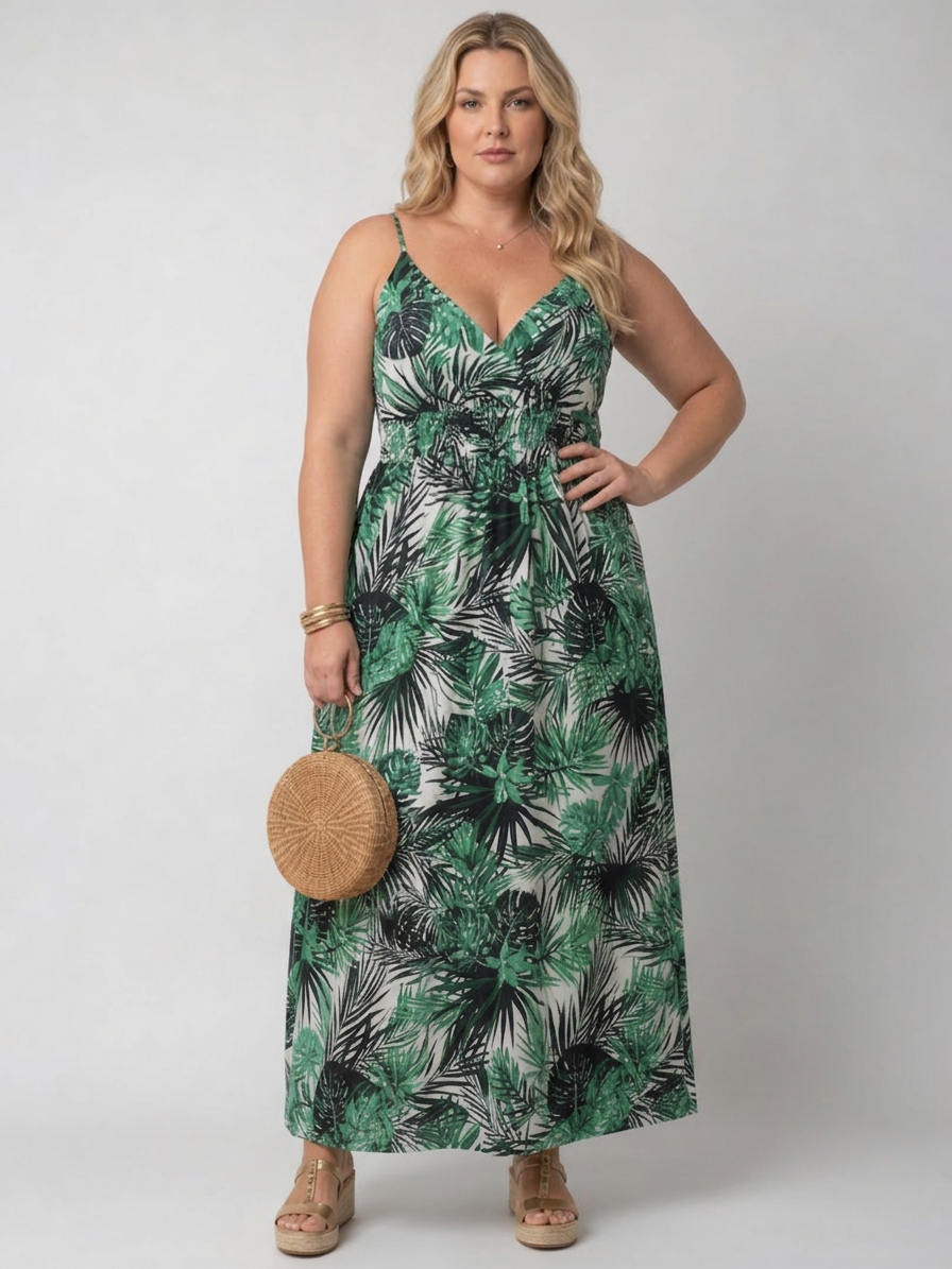 Zoe | Tropical V-Neck Maxi Dress