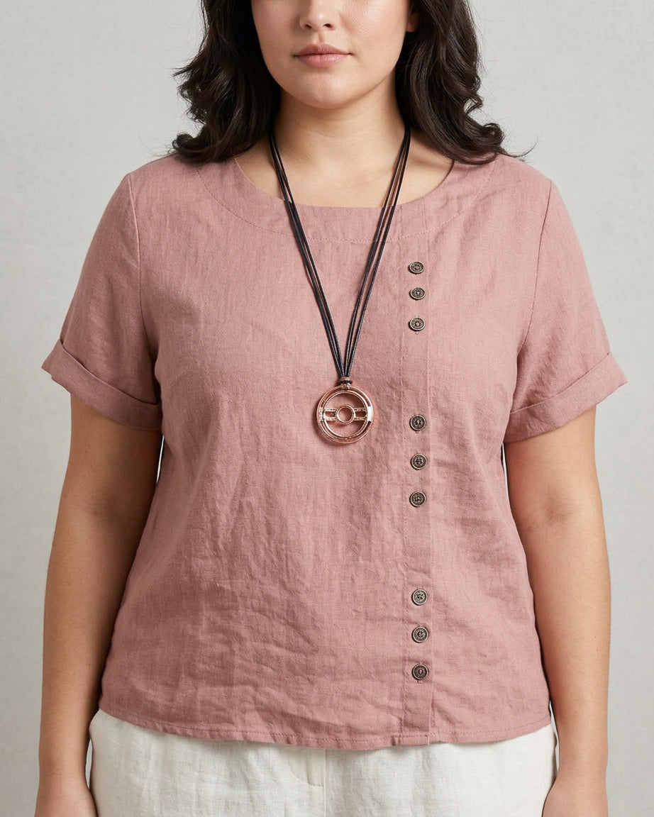 Wendy | Linen Round Neck Blouse