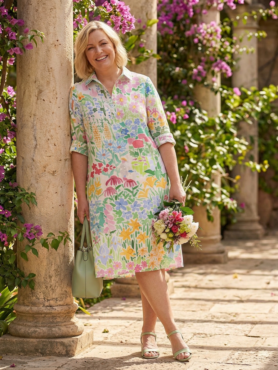 Amanda | Floral Collared Midi Dress