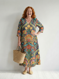Opal | Damask V-Neck Midi Dress