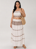 Kiara | Embroidered Sleeveless Two-Piece Skirt Set
