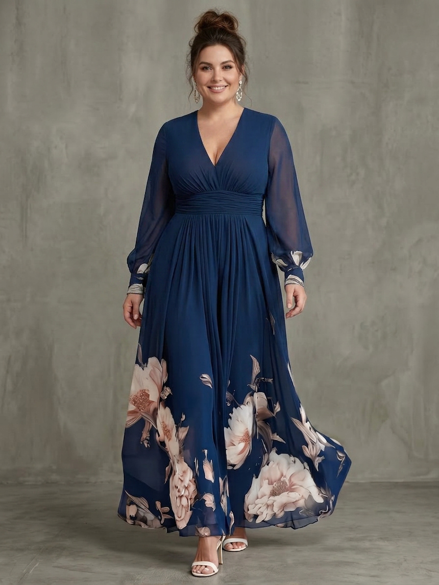 Elaine | Floral V-Neck Maxi Dress