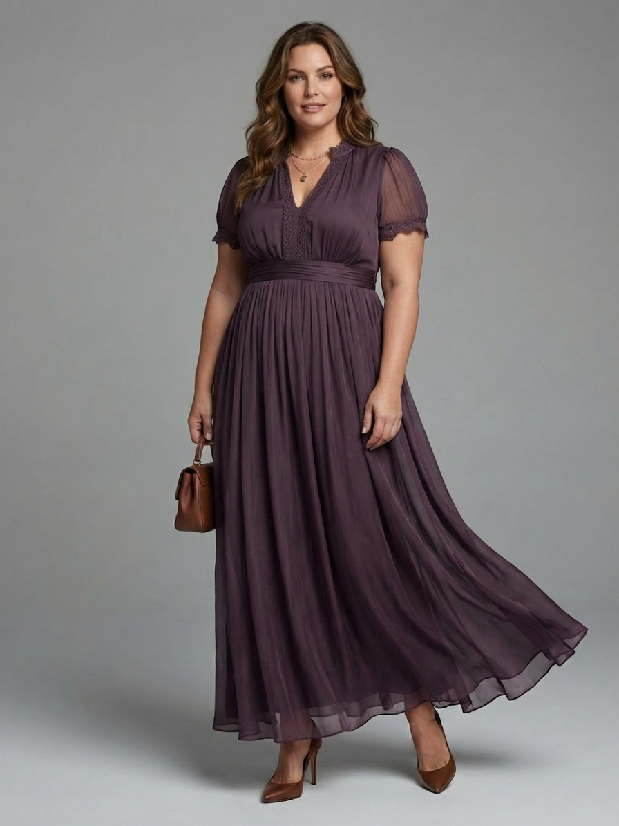 Mercedes | Chiffon V-Neck Maxi Dress