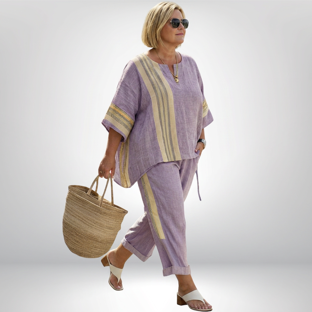 Sally | Linen Striped Two-Piece Set
