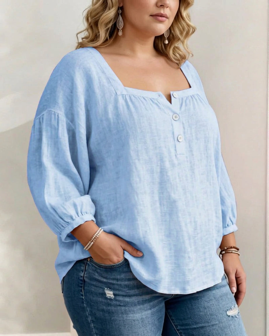 Miranda | Linen Square Neck Blouse