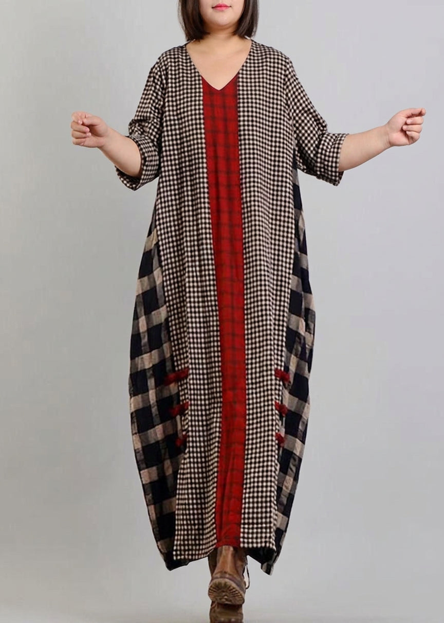 Abigail | Checked V-Neck Maxi Dress