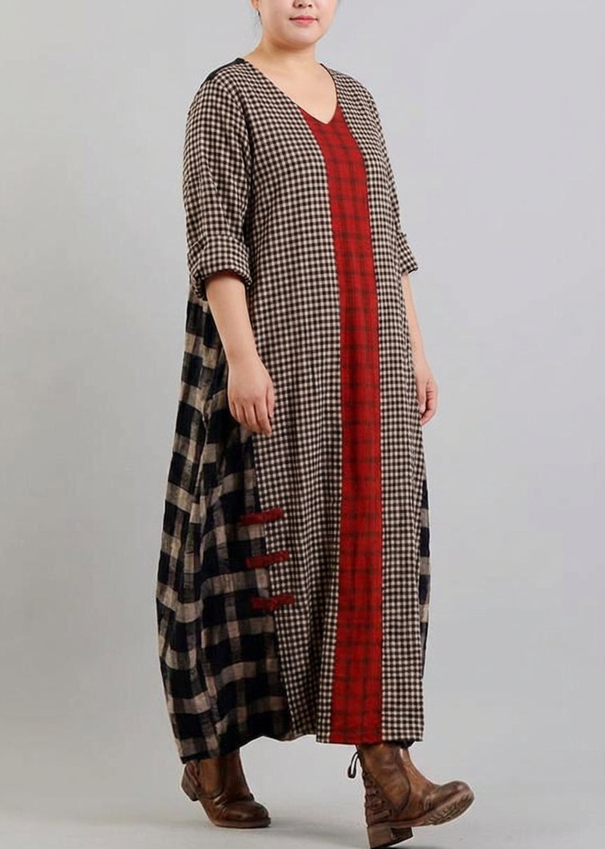 Abigail | Checked V-Neck Maxi Dress