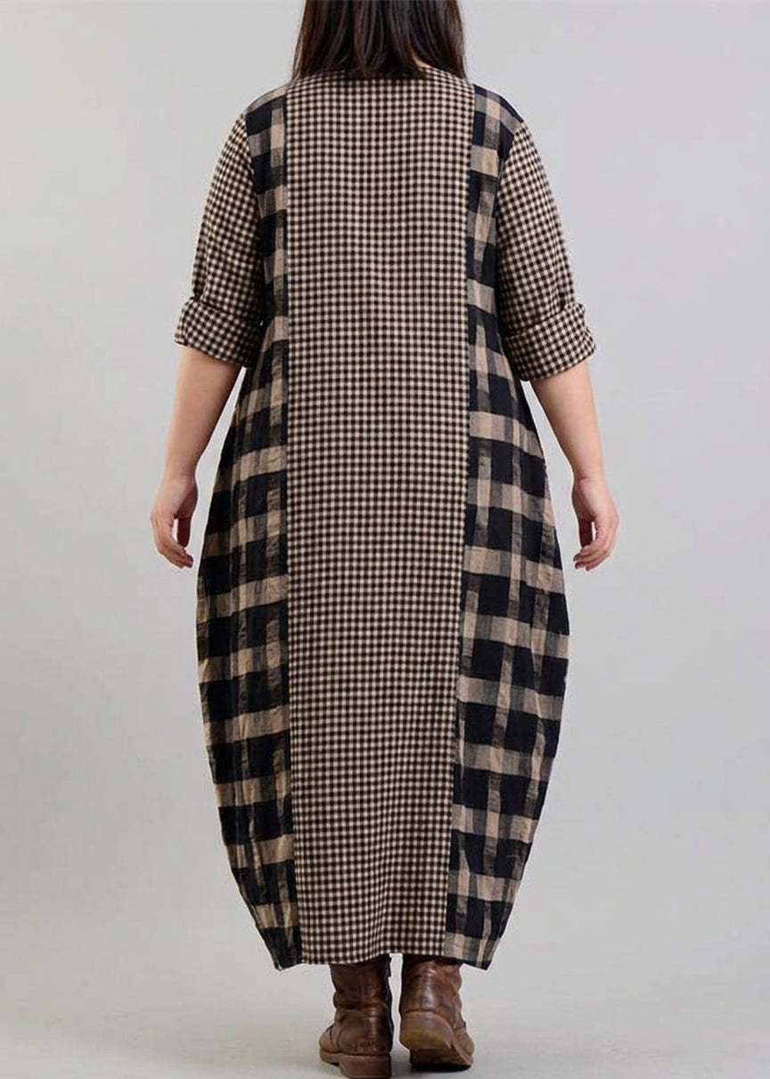 Abigail | Checked V-Neck Maxi Dress