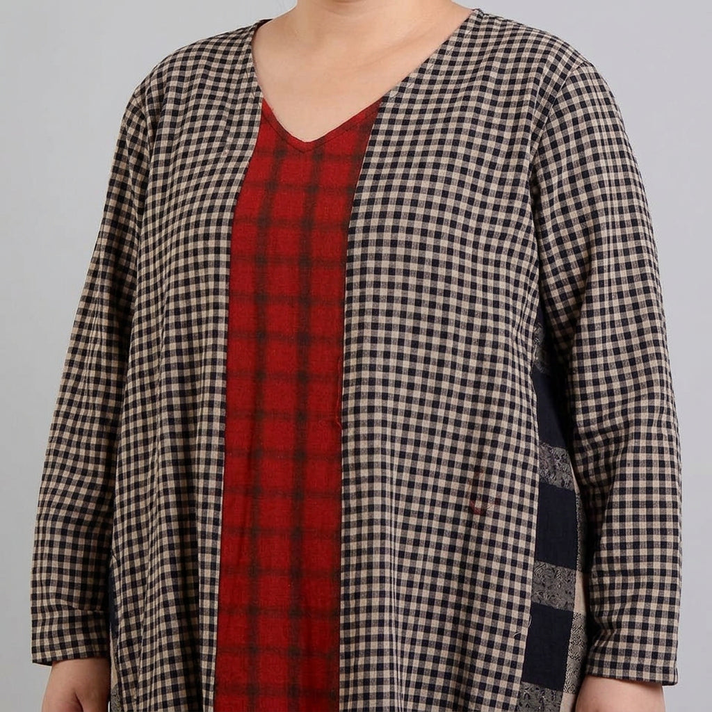 Abigail | Checked V-Neck Maxi Dress