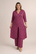 Maya | Damask 3/4 Sleeve Two-Piece Set
