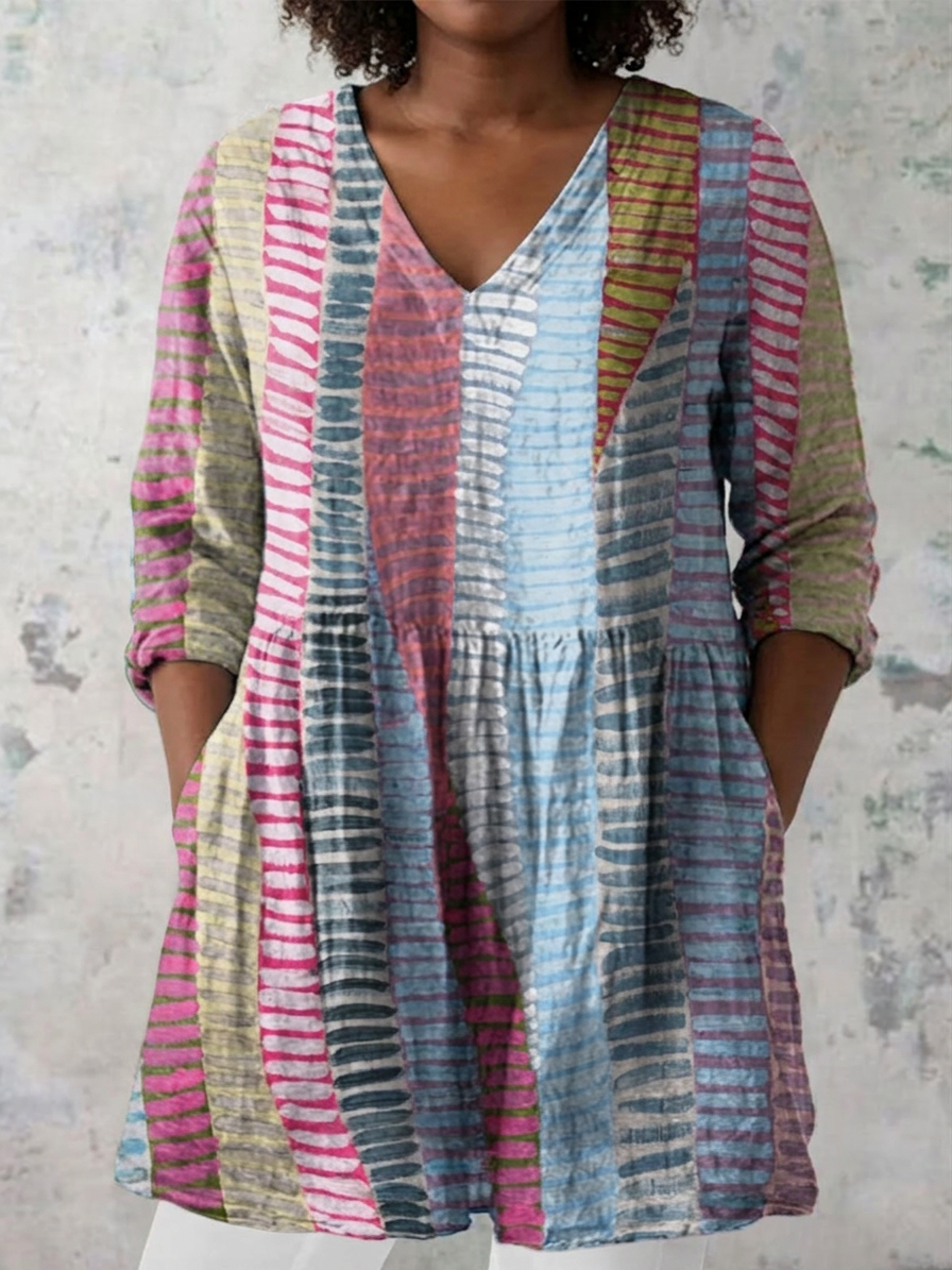 Katherine | Striped V-Neck Blouse