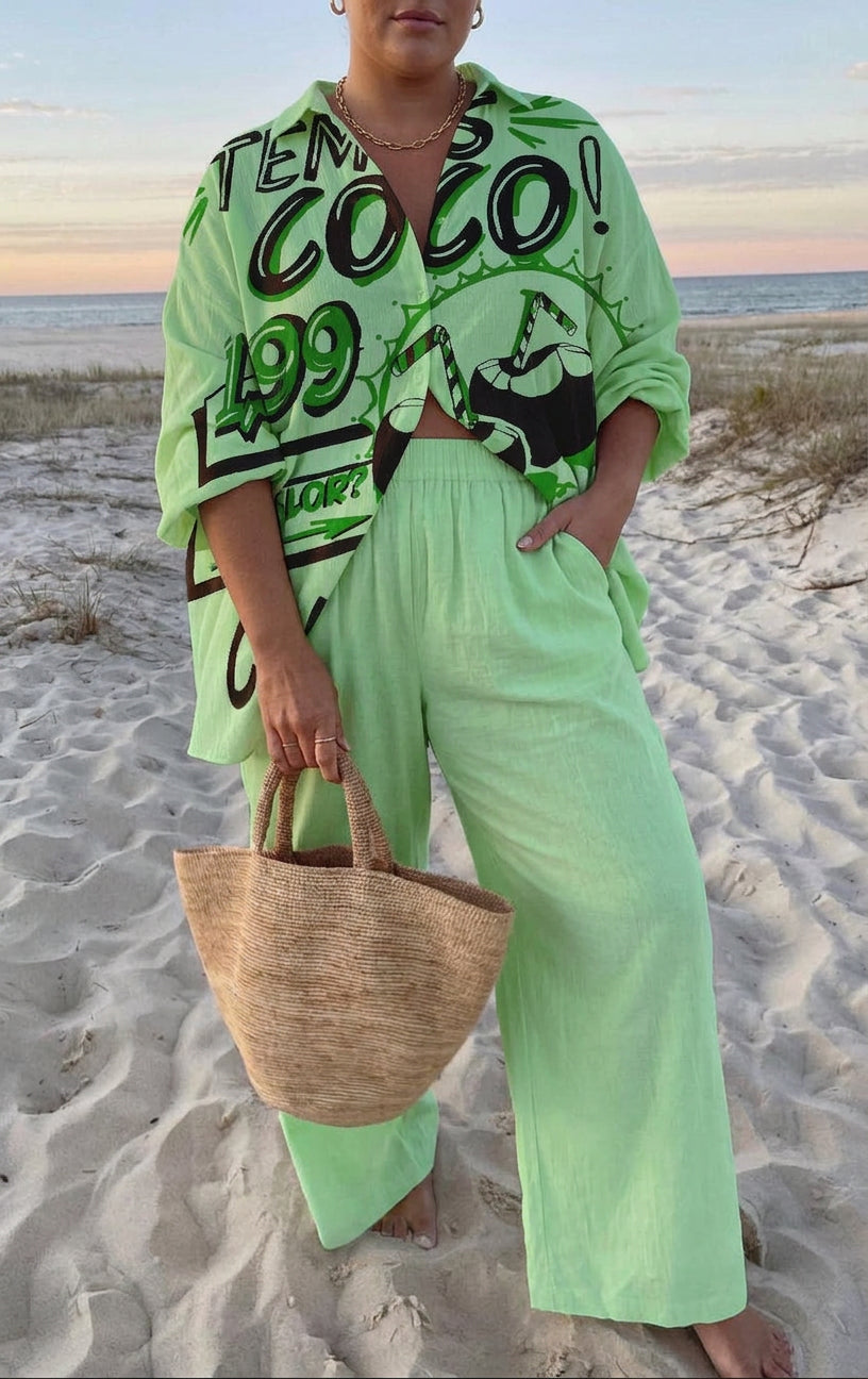 Summer | Slogan Print Two-Piece Set
