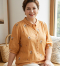 Heather | Cotton Floral Collared Shirt