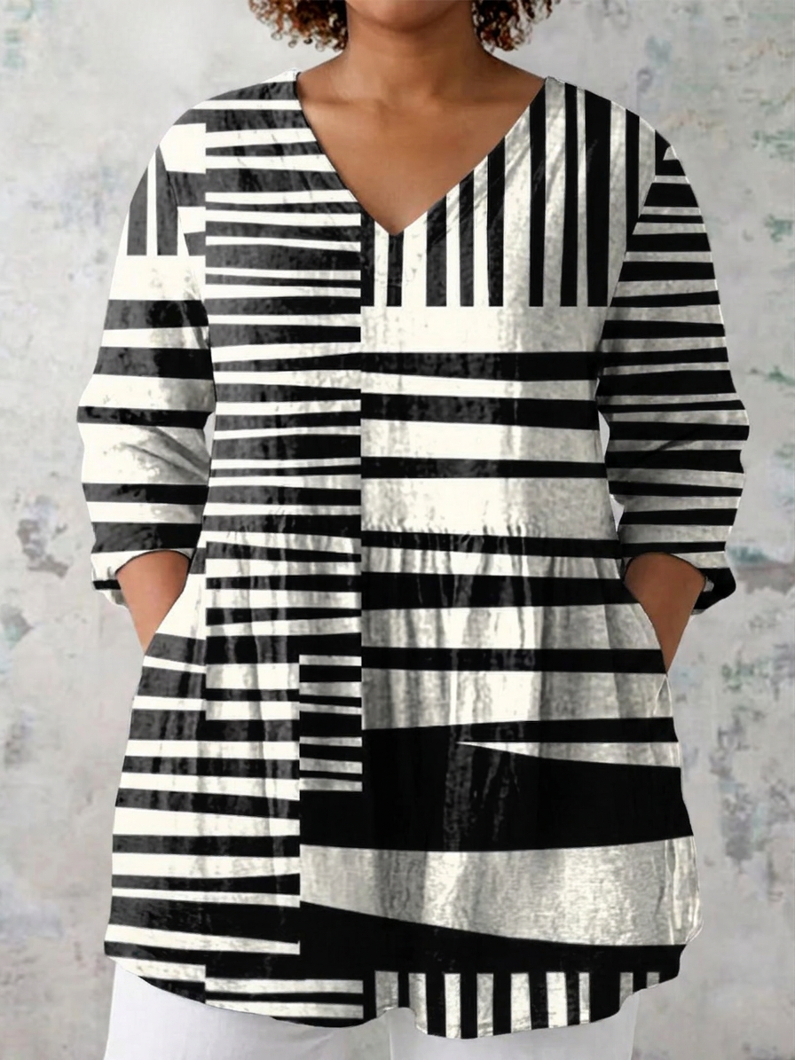 Juliana | Striped V-Neck Blouse