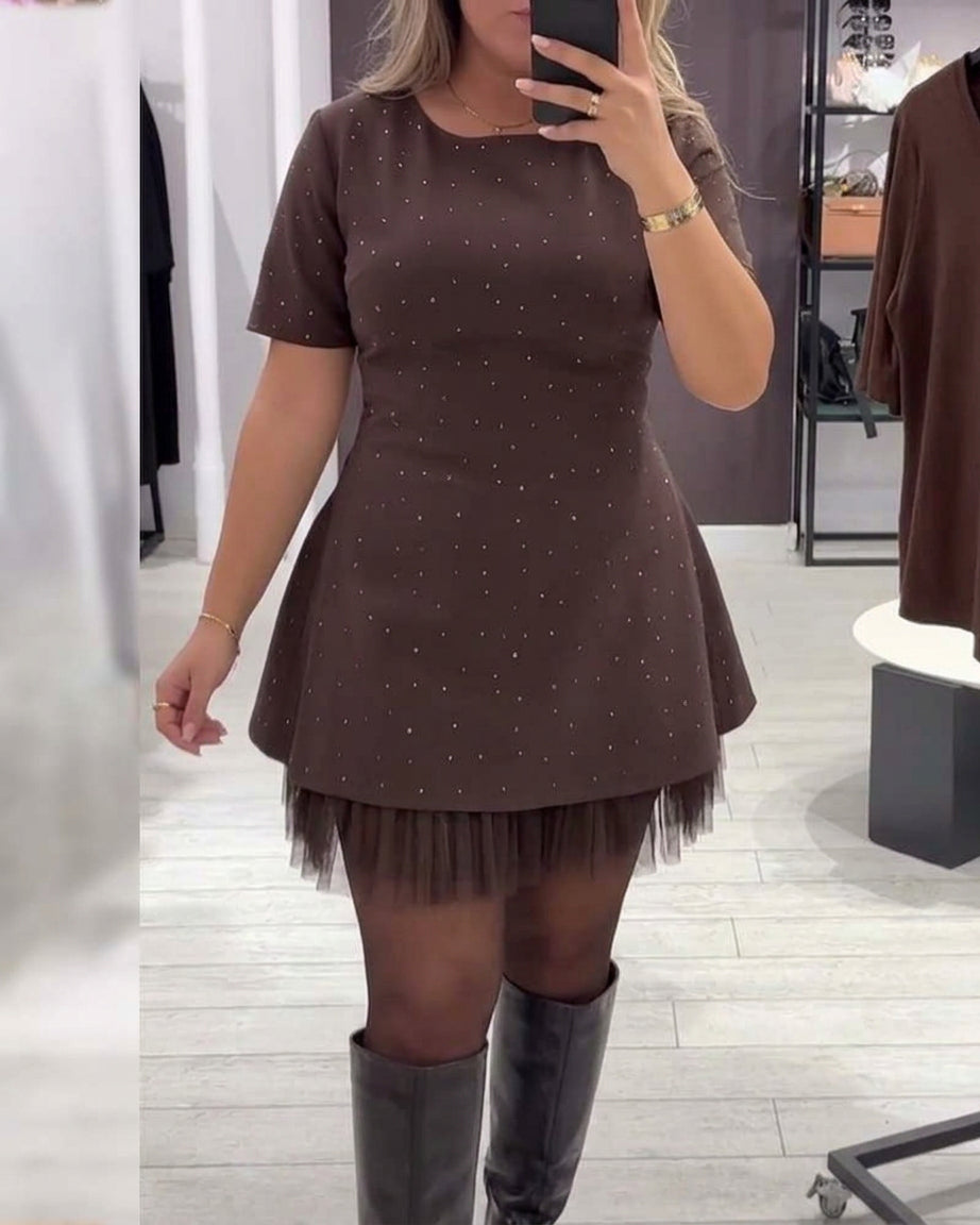Zoe | Mesh Round Neck Mini Dress