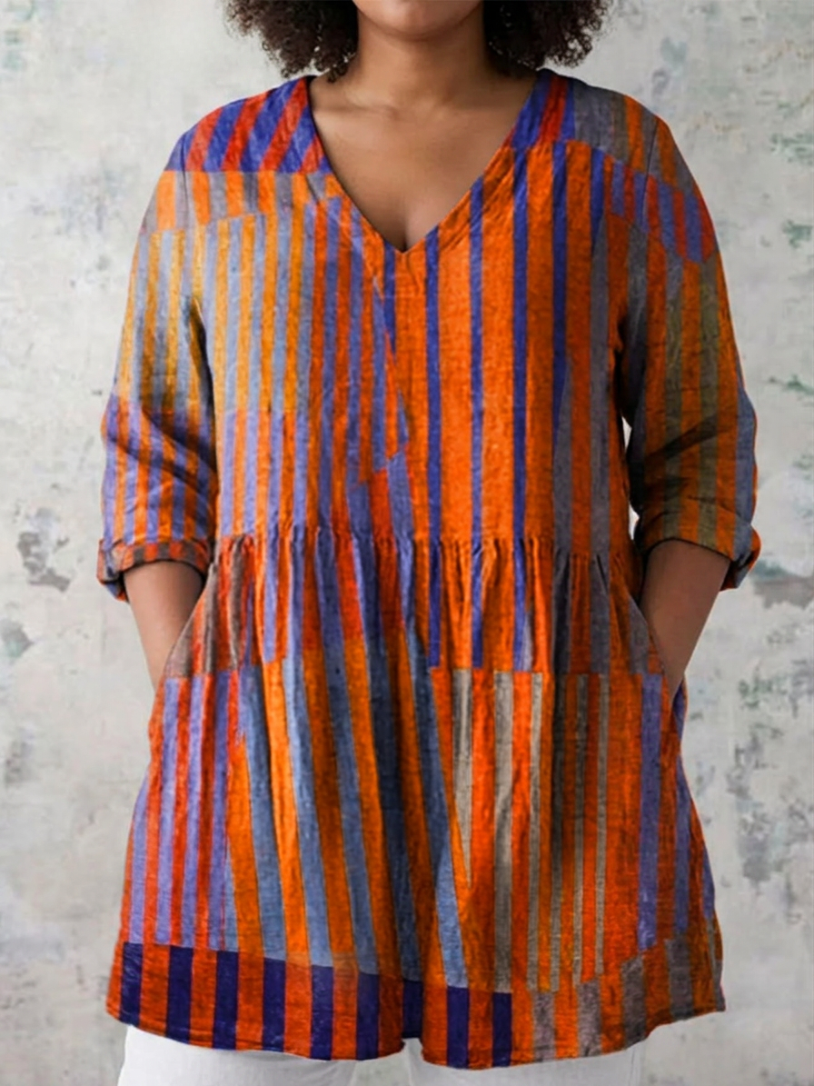 Kylie | Striped V-Neck Blouse