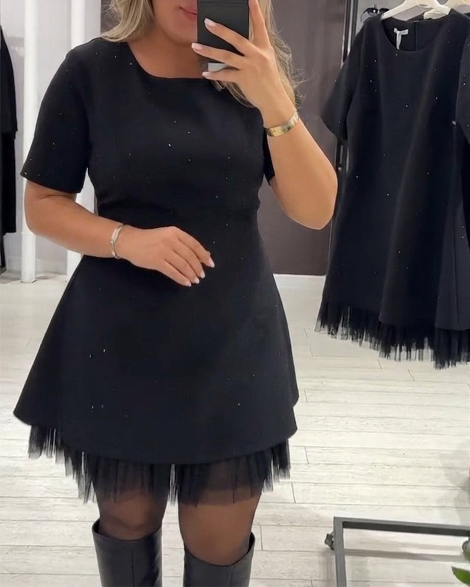 Zoe | Mesh Round Neck Mini Dress